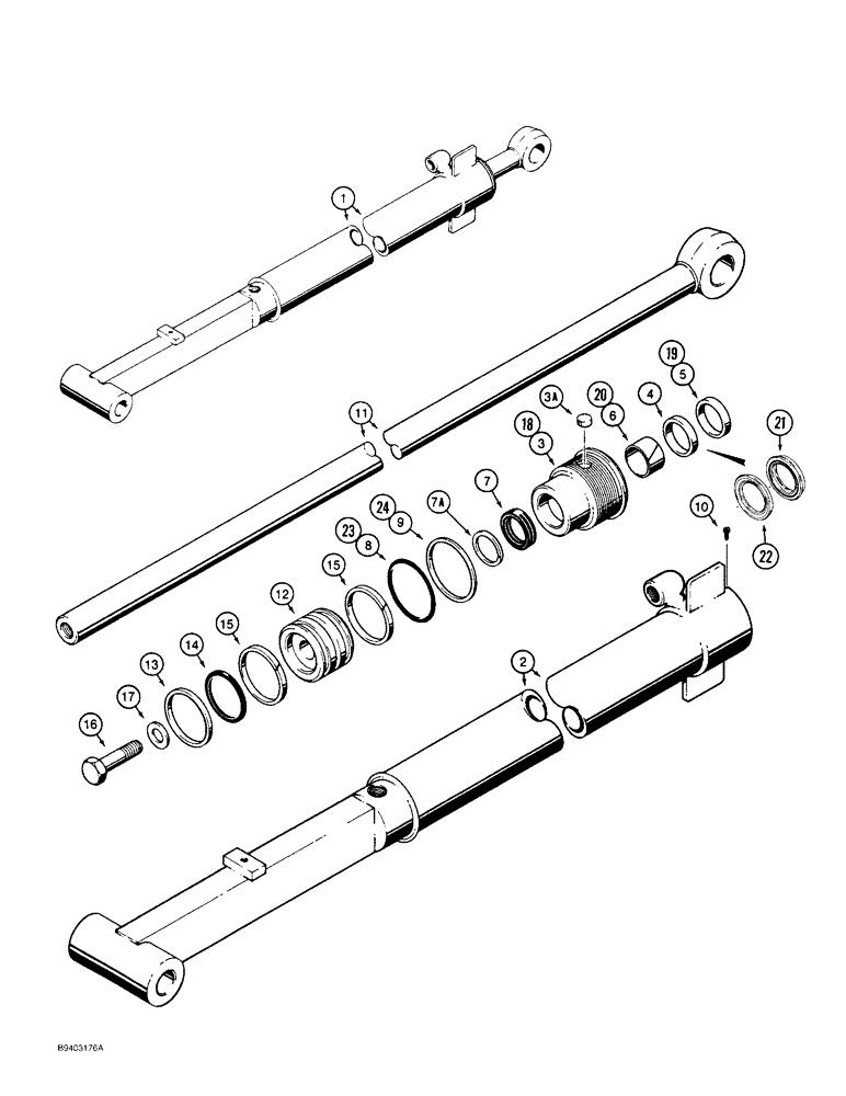 Схема запчастей Case 480F - (8-142) - G101203 BACKHOE DIPPER EXTENSION CYLINDER (08) - HYDRAULICS