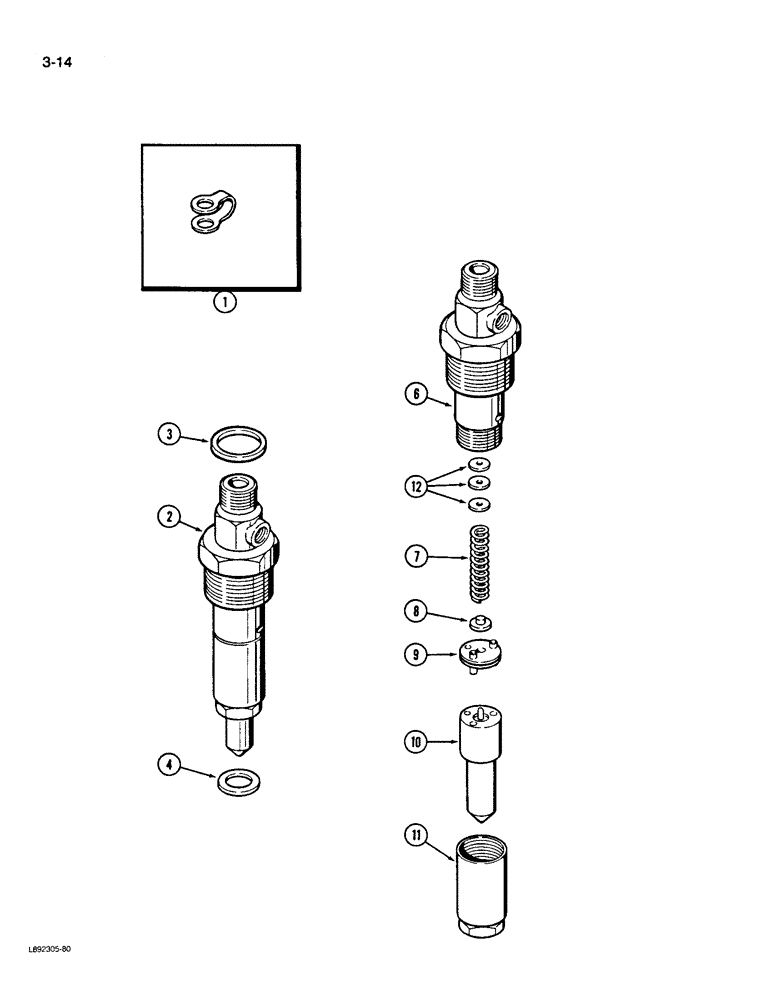 Схема запчастей Case 550 - (3-14) - FUEL INJECTION NOZZLE, 4-390 ENGINE (03) - FUEL SYSTEM