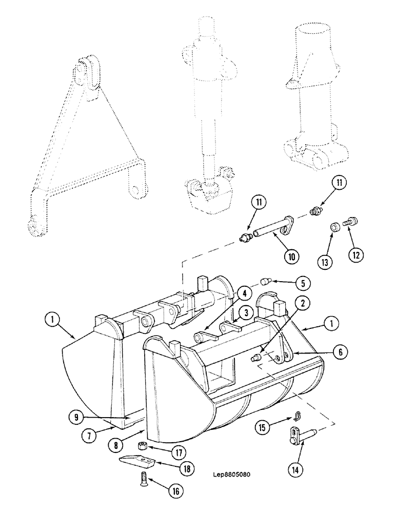 Схема запчастей Case 688C - (9G-44) - REHANDLING CLAMSHELLS (400L 0.97M) (05.1) - UPPERSTRUCTURE CHASSIS/ATTACHMENTS