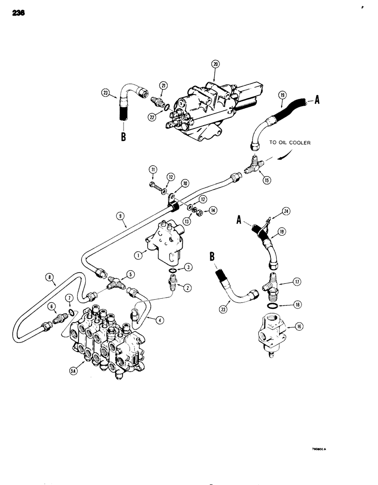 Схема запчастей Case 680G - (236) - EQUIPMENT HYDRAULIC CIRCUIT, RETURN LINES (08) - HYDRAULICS