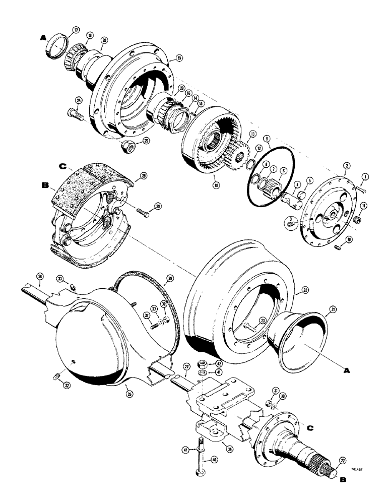 Схема запчастей Case 680CK - (089A) - L57776 REAR AXLE, AXLE HOUSING AND PLANETARY (27) - REAR AXLE SYSTEM