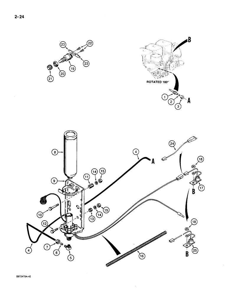 Схема запчастей Case 580K - (02-024) - COLD START SYSTEM (02) - ENGINE