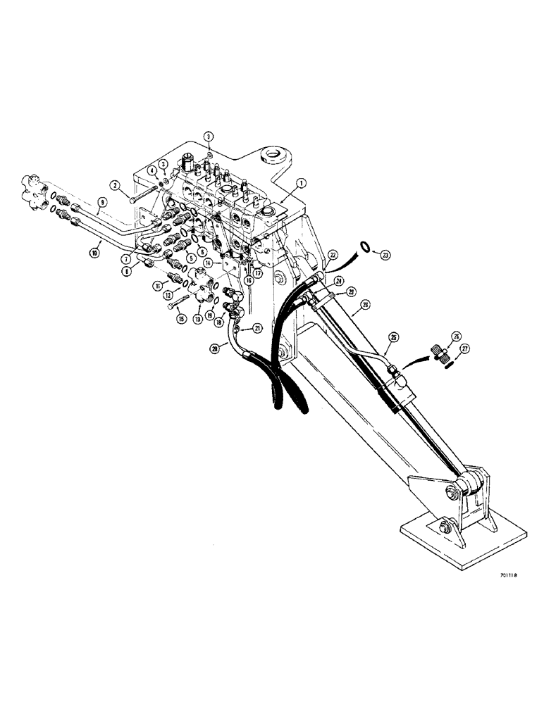 Схема запчастей Case 680CK - (156) - STABILIZER CYLINDER LOCKING VALVES AND RELATED PARTS (84) - BOOMS, DIPPERS & BUCKETS