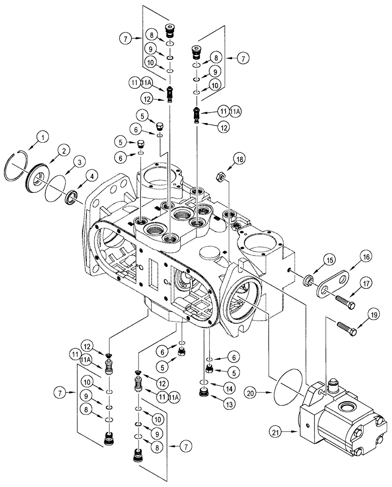 Схема запчастей Case 85XT - (06-14) - PUMP, TANDEM, PLUGS, SEALS AND EQUIPMENT PUMP MOUNTING (06) - POWER TRAIN