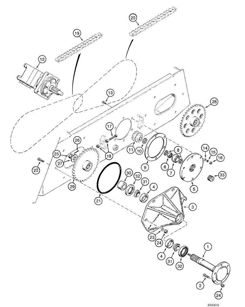 Схема запчастей Case 1840 - (06-13) - AXLES - DRIVE CHAINS, JAF0098608 - (06) - POWER TRAIN