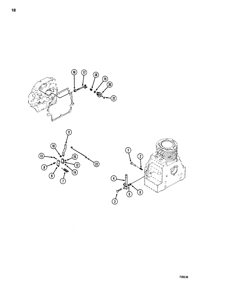 Схема запчастей Case 1816B - (18) - ENGINE, IDLE SPEED CONTROL AND GOVERNOR (10) - ENGINE