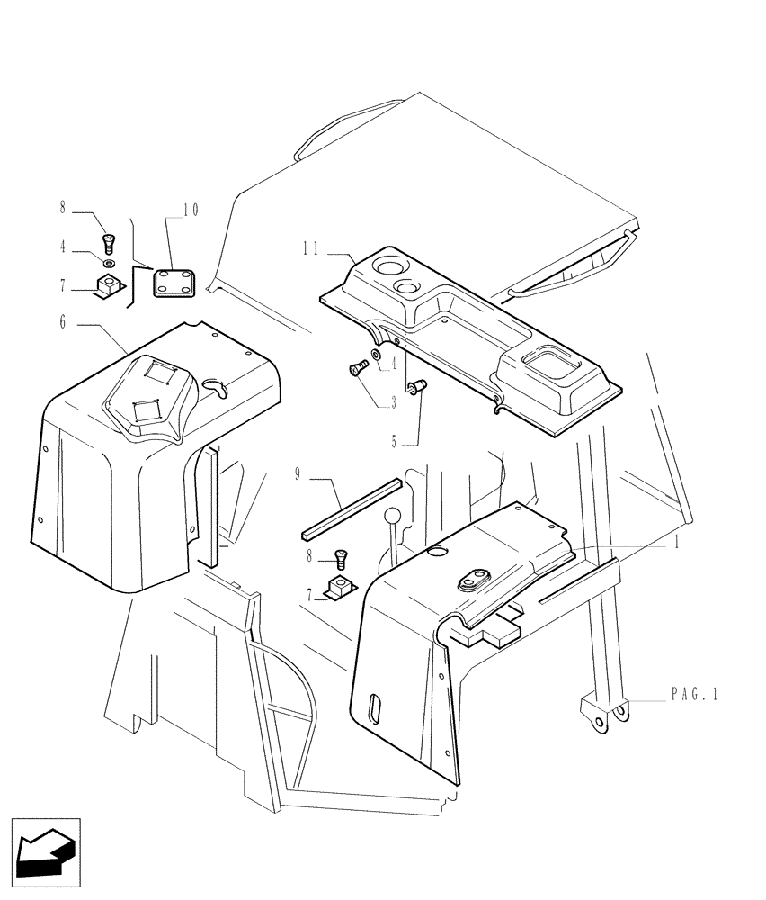 Схема запчастей Case 1850K - (9.651[12]) - ROPS CANOPY - COVERING - OPTIONAL CODE 784111231 (19) - OPTIONS