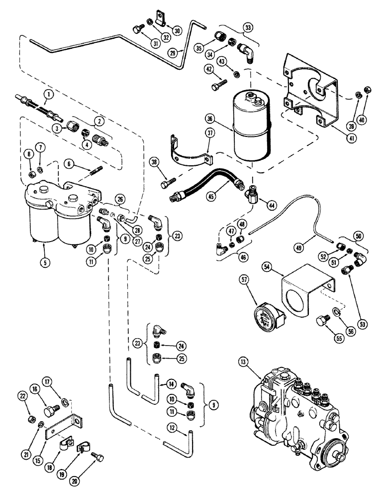 Схема запчастей Case 680CK - (046) - FUEL INJECTION LINES, (267) DIESEL ENGINE 