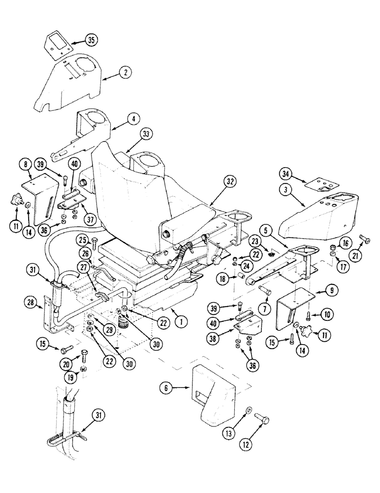 Схема запчастей Case 580SK - (9-176) - DELUXE SEAT ASSEMBLY, PRESTIGE, SERVOPOWER (09) - CHASSIS/ATTACHMENTS