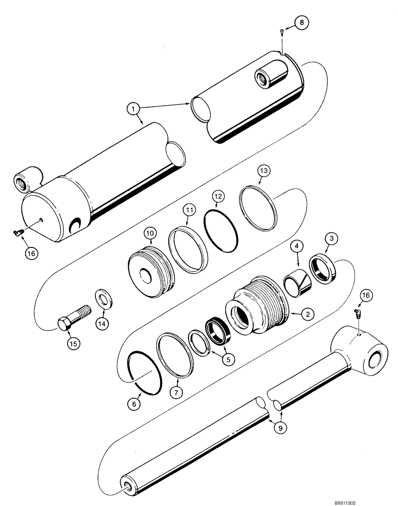 Схема запчастей Case 1845C - (08-47) - CYLINDER ASSY - BACKHOE (NORTH AMERICA), D100XR (08) - HYDRAULICS