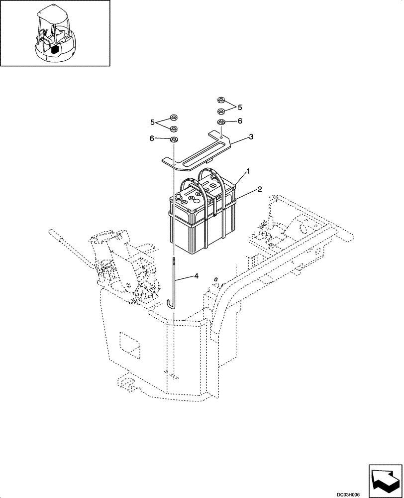 Схема запчастей Case CX25 - (04-11[00]) - BATTERY MOUNTING (04) - ELECTRICAL SYSTEMS