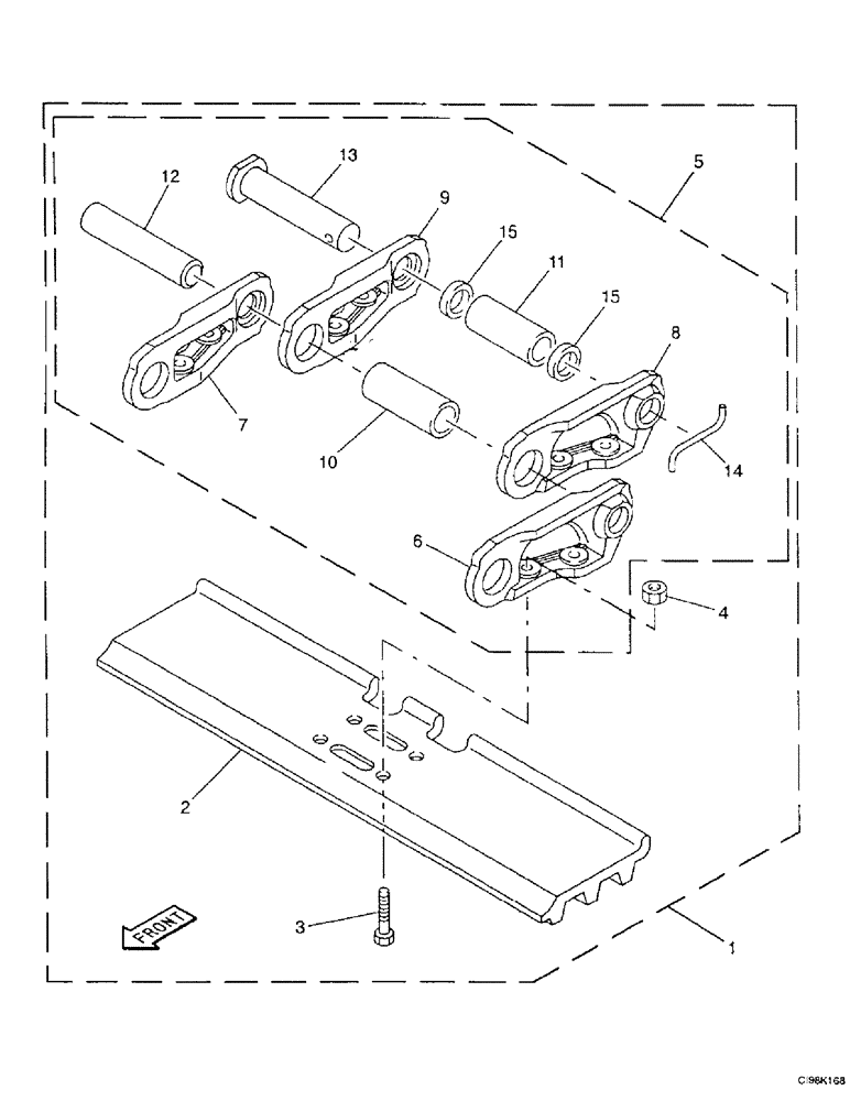 Схема запчастей Case 9007B - (5-10) - STEEL TRACK, WIDTH : 450 MM (17-3/4 IN), WIDTH : 600 MM (23-5/8 IN), OPTIONAL (11) - TRACKS/STEERING