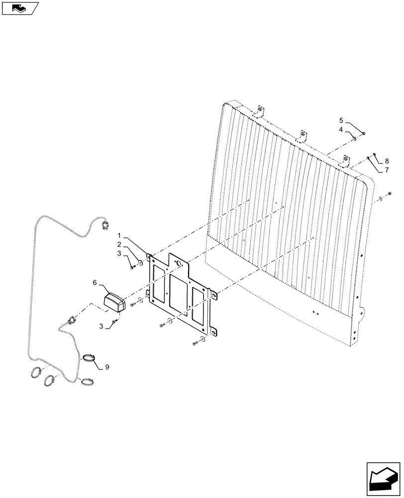 Схема запчастей Case 721F - (88.100.04) - LICENSE PLATE BRACKET,LIGHT (88) - ACCESSORIES