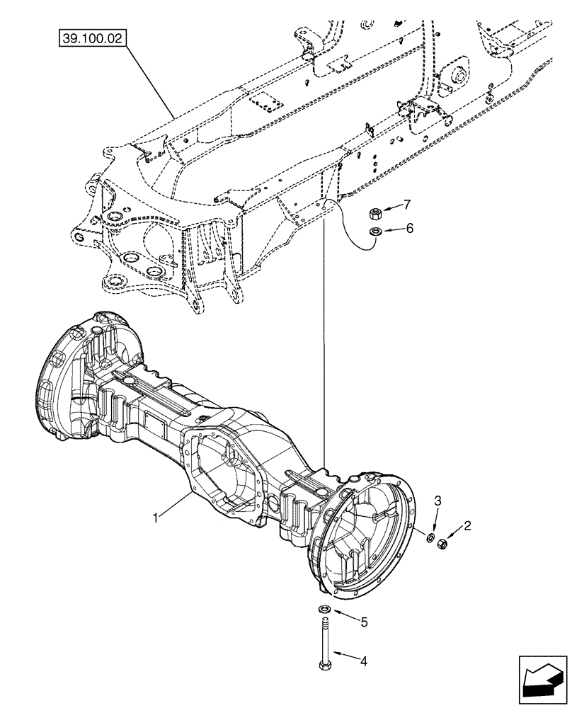 Схема запчастей Case 580SM - (27.100.08) - AXLE, REAR DRIVE - MOUNTING (27) - REAR AXLE SYSTEM