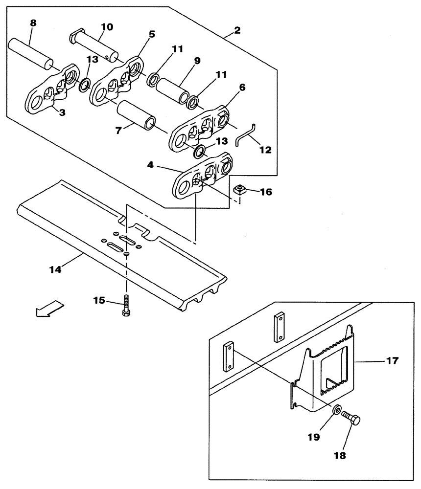 Схема запчастей Case CX470C - (05-007-00[01]) - TRACK - 750 MM - FOOTSTEP (04) - UNDERCARRIAGE