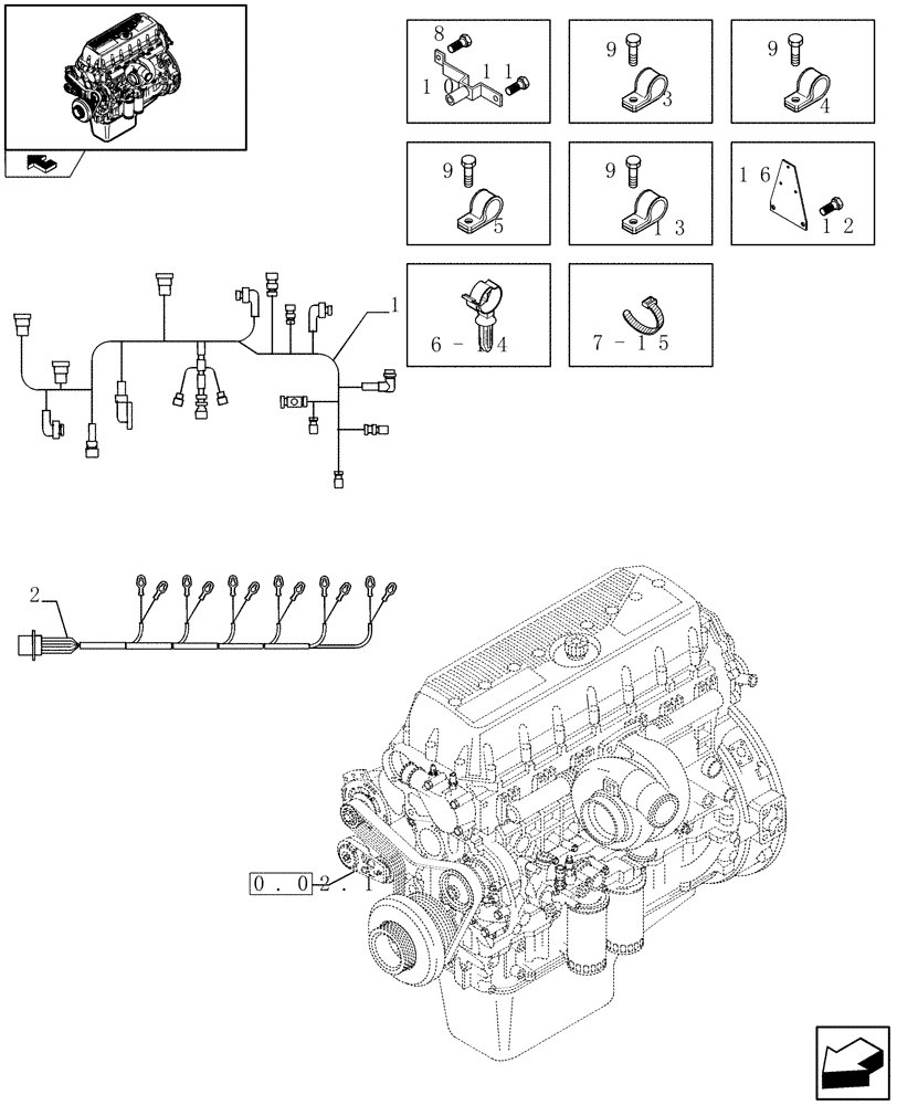 Схема запчастей Case F3BE0684J E902 - (0.17.3) - CONNECTIONS CABLE FOR ENGINE INJECTION (504210570) 