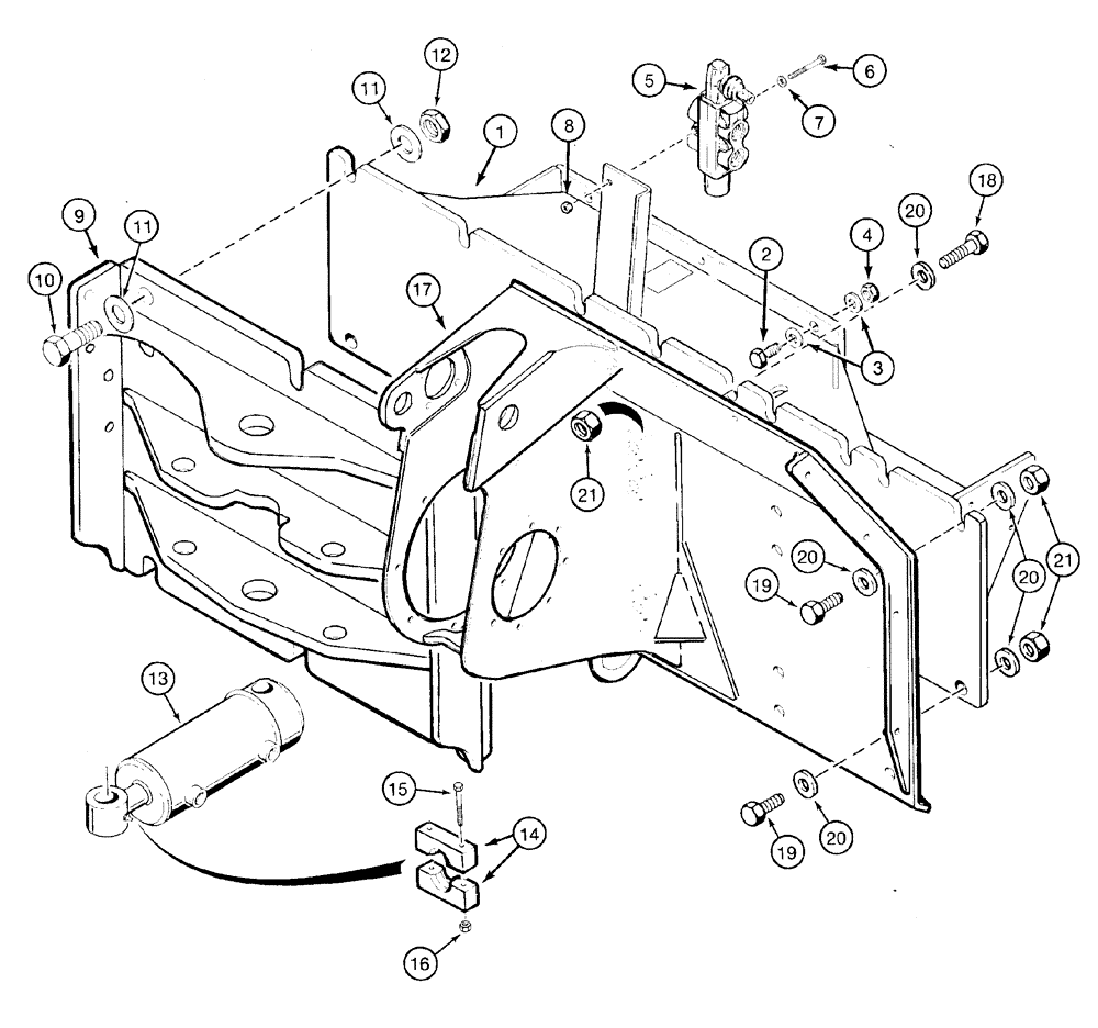 Схема запчастей Case 960 - (09-21) - MOUNTING FRAME, STANDARD QUAD (09) - CHASSIS