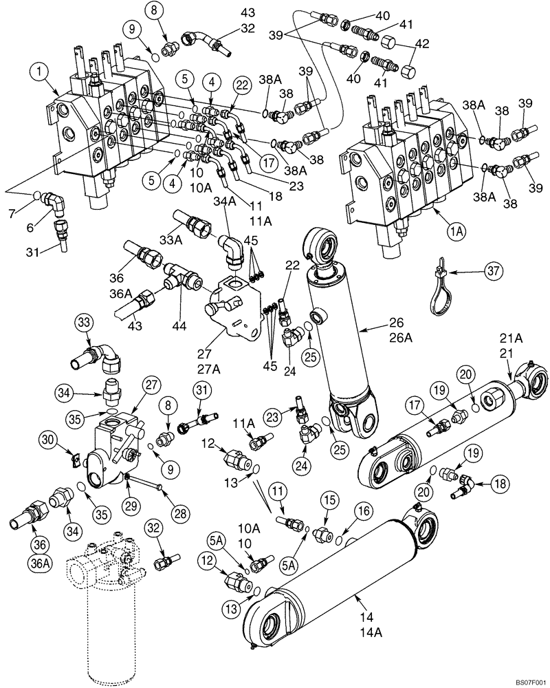 Схема запчастей Case 570MXT - (08-10) - HYDRAULICS - HITCH, THREE POINT (FOUR OR FIVE SPOOL VALVE) (08) - HYDRAULICS