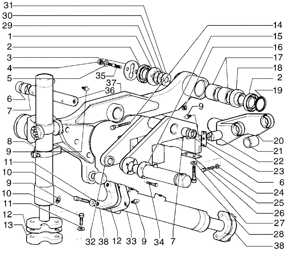 Схема запчастей Case 865B AWD - (09-03[01]) - SADDLE AND CYLINDER (09) - CHASSIS/ATTACHMENTS