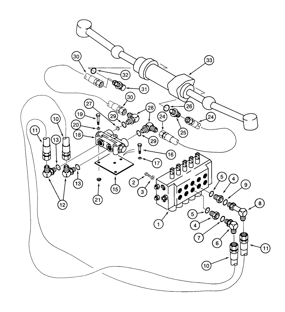 Схема запчастей Case 460 - (5-18) - REAR STEERING HYDRAULIC CIRCUIT, REAR STEERING CONTROL VALVE TO LOCKOUT VALVE (05) - STEERING