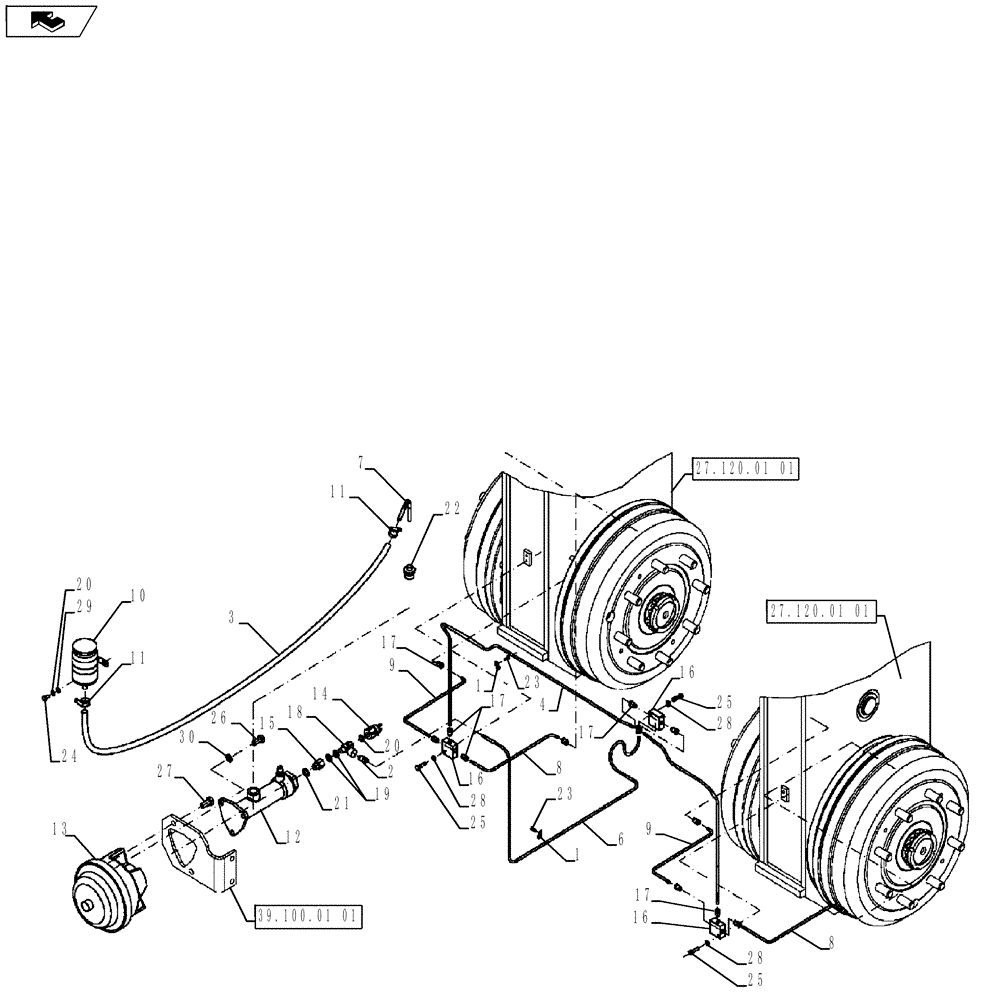 Схема запчастей Case PT240 - (33.202.01) - HYDRAULIC BRAKE (GROUP 340-ND144883) (33) - BRAKES & CONTROLS