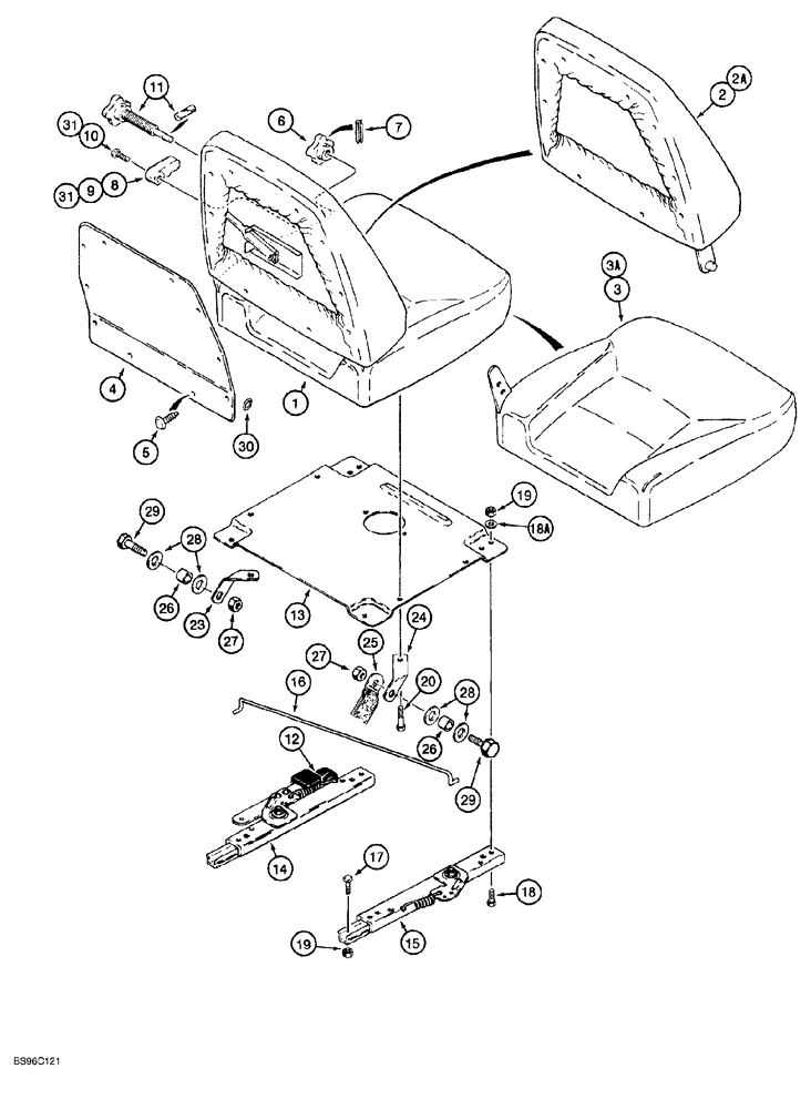 Схема запчастей Case 650G - (9-40) - STANDARD SEAT ASSEMBLY - WITHOUT SUSPENSION (09) - CHASSIS/ATTACHMENTS