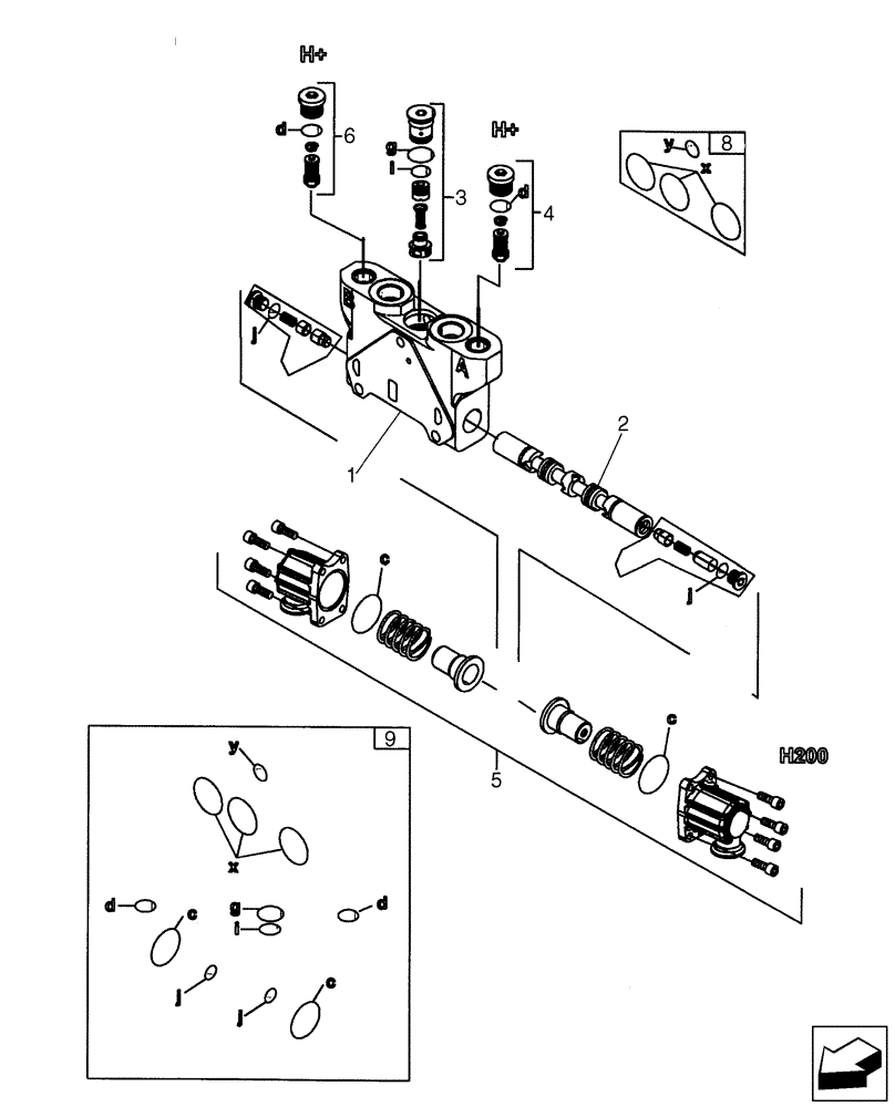 Схема запчастей Case 580SM - (35.150.07[02]) - 87751020 VALVE SECTION - BACKHOE BOOM (WITH PILOT CONTROLS) (580SM+) (35) - HYDRAULIC SYSTEMS