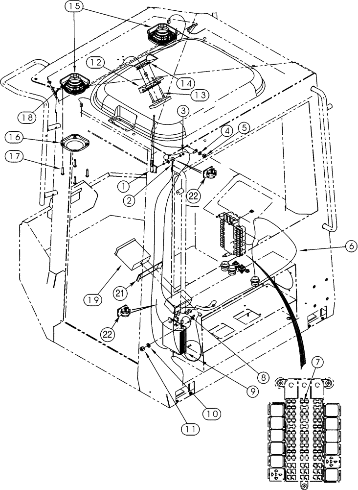 Схема запчастей Case 621C - (04-106) - RADIO MOUNTING, REMOTE RADIO SYSTEM, 24 VOLT (04) - ELECTRICAL SYSTEMS