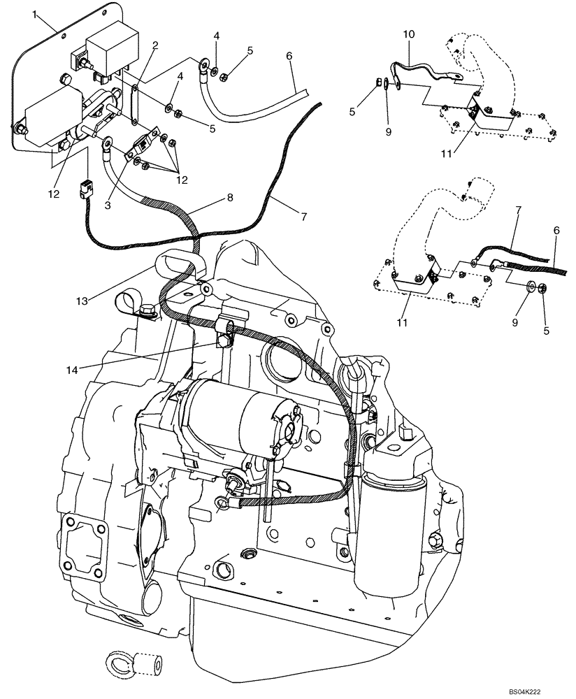 Схема запчастей Case 850K - (04-23) - GRID HEATER - CABLES (W/O TEMP. SWITCH CONNNECTIONS; IF USED) (04) - ELECTRICAL SYSTEMS