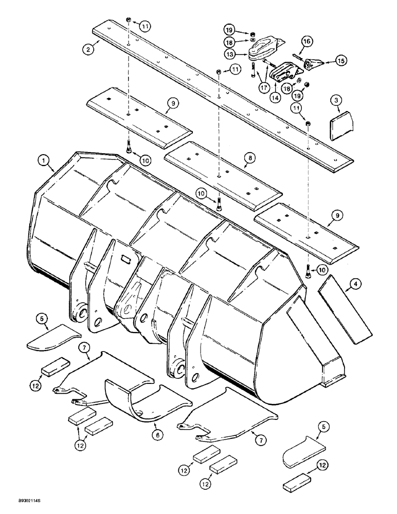 Схема запчастей Case 721B - (9-016) - LOADER BUCKET AND CUTTING EDGES, 2.5 & 2.75 CUBIC YARD BUCKETS, Z BAR LOADER (09) - CHASSIS/ATTACHMENTS