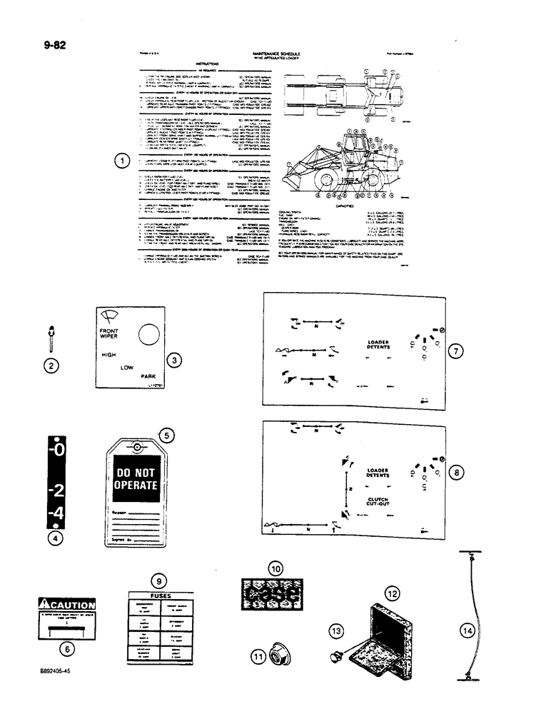 Схема запчастей Case W14C - (9-82) - DECALS AND OPERATORS MANUAL BOX (09) - CHASSIS/ATTACHMENTS