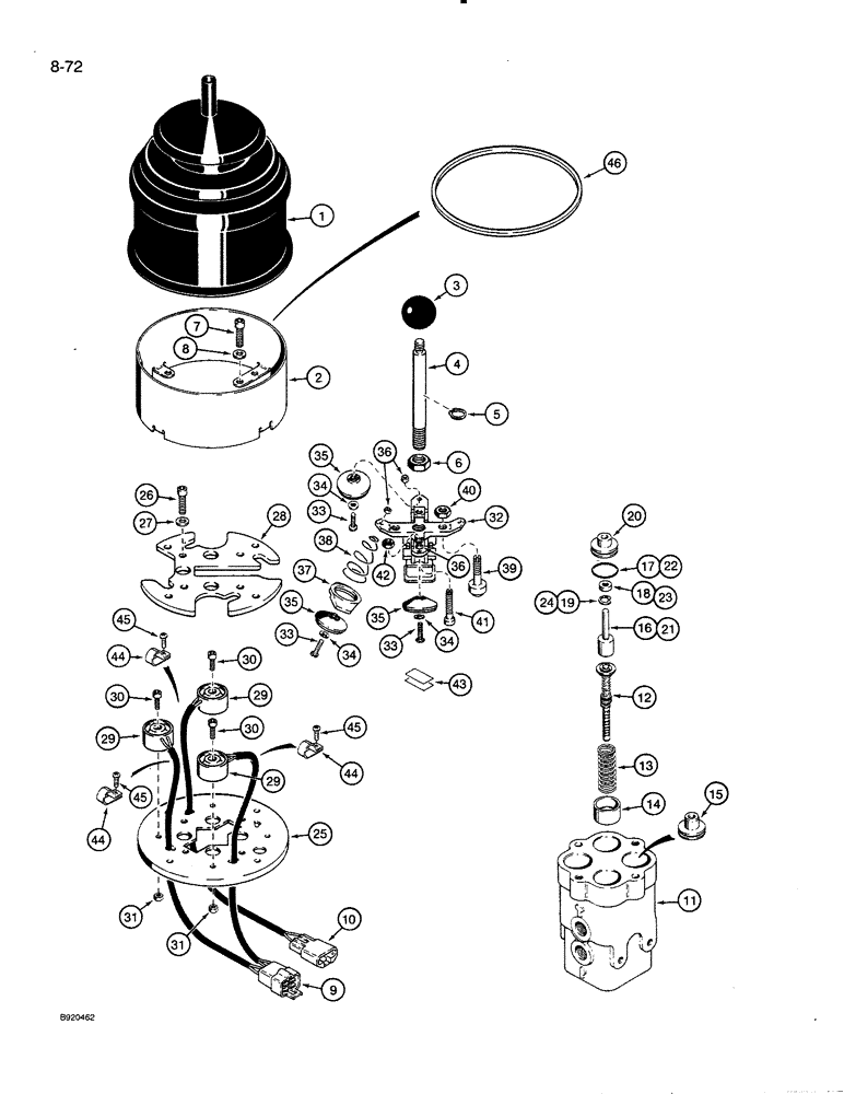 Схема запчастей Case 821 - (8-072) - SINGLE LEVER REMOTE CONTROL VALVE - 107390A1 (08) - HYDRAULICS