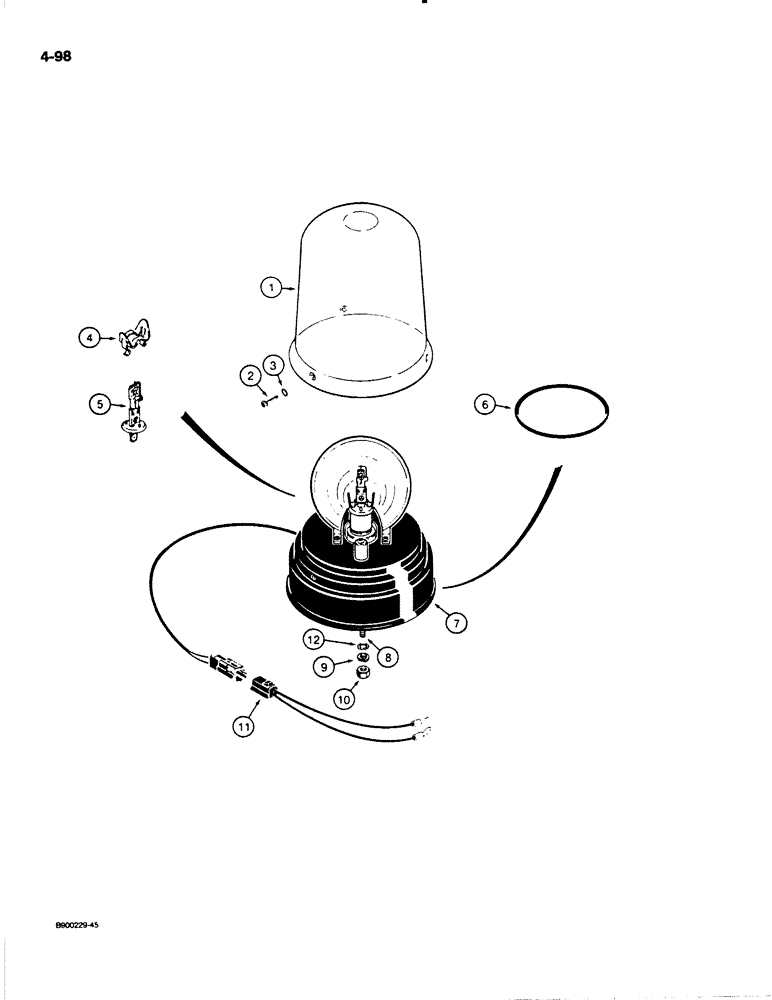 Схема запчастей Case W20C - (4-098) - A187528 ROTATING BEACON (04) - ELECTRICAL SYSTEMS