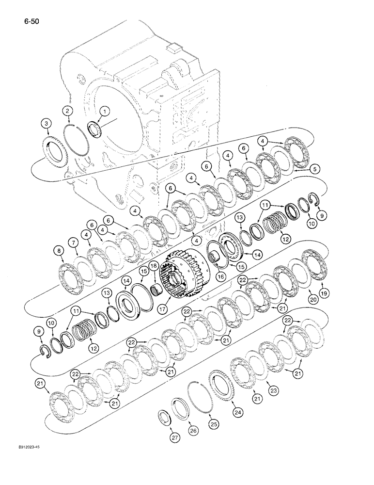 Схема запчастей Case 621 - (6-50) - TRANSMISSION ASSEMBLY, REVERSE AND SECOND CLUTCH PACK (06) - POWER TRAIN