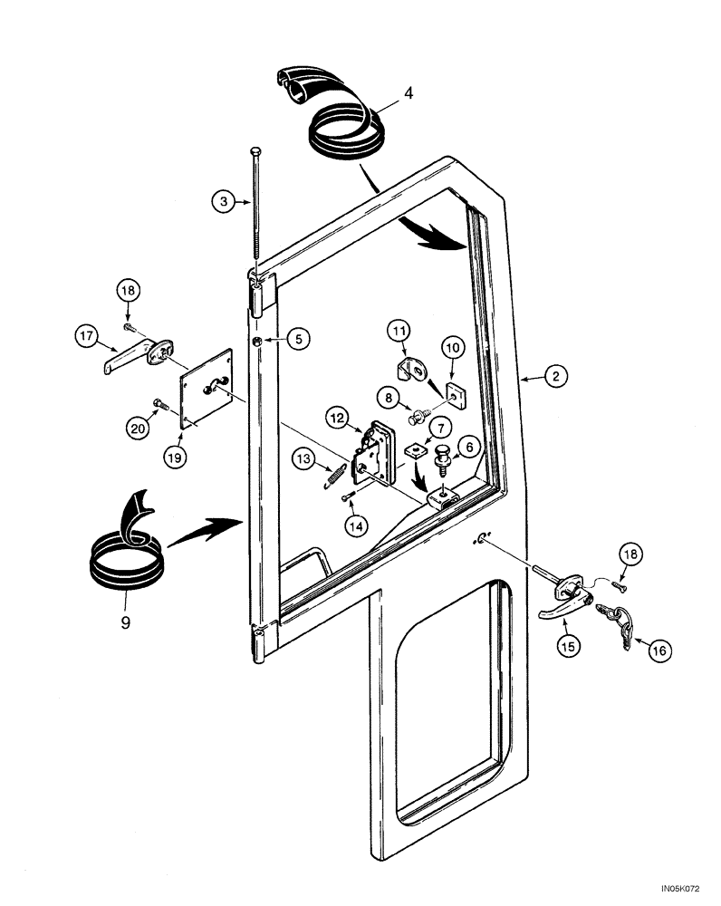 Схема запчастей Case 1150H_IND - (09-24) - CAB - DOOR (09) - CHASSIS/ATTACHMENTS