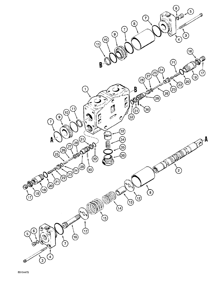 Схема запчастей Case 921 - (8-028) - LOADER BUCKET TILT/ AUXILIARY SECTION, PRIOR TO P.I.N. JEE0040188 (08) - HYDRAULICS