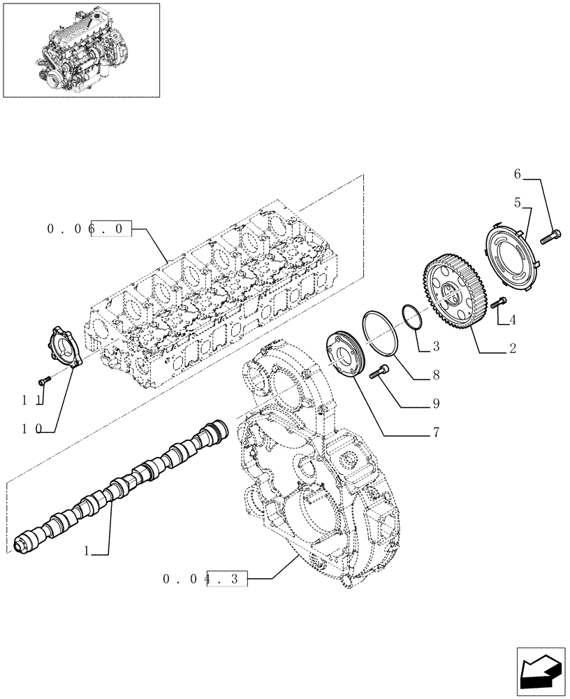 Схема запчастей Case F2CE9684D E001 - (0.12.5[01]) - CAMSHAFT (504129406) 