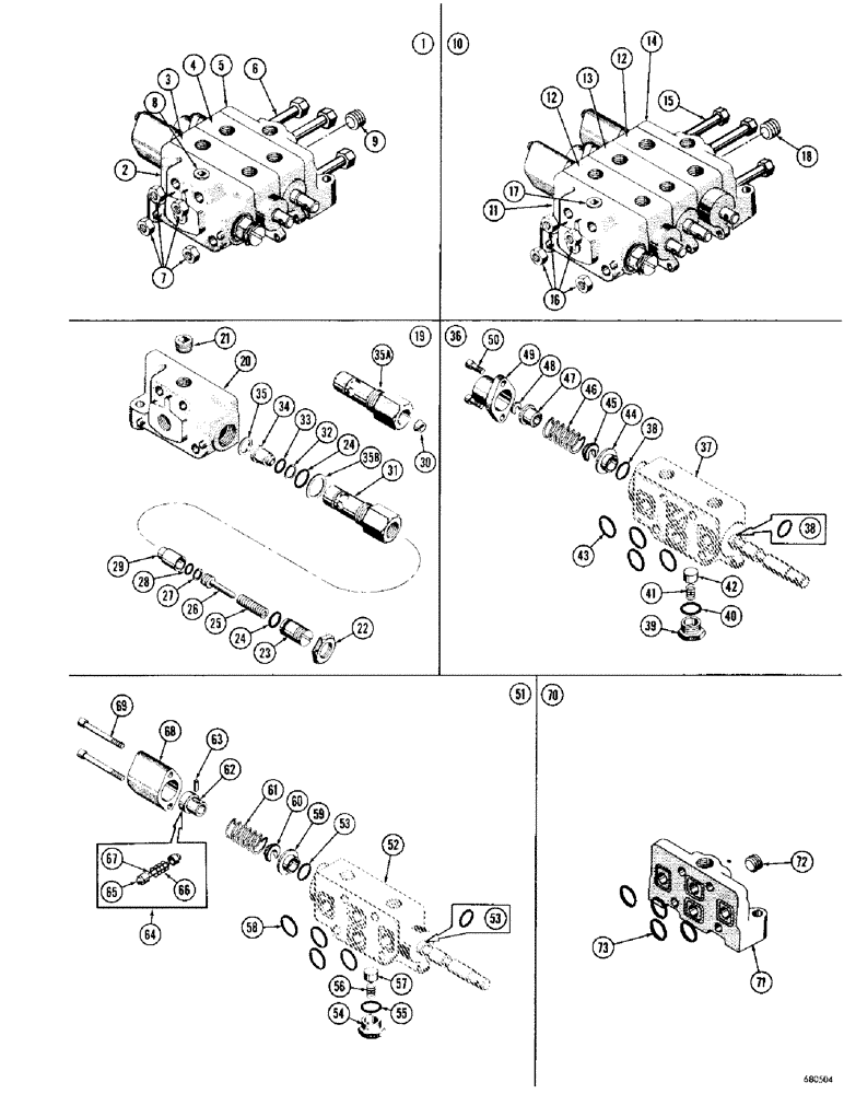 Схема запчастей Case 1000D - (312) - EQUIPMENT CONTROL VALVES AND VALVE SECTIONS, USED BEFORE TRAC. SN. 7104145 (07) - HYDRAULIC SYSTEM