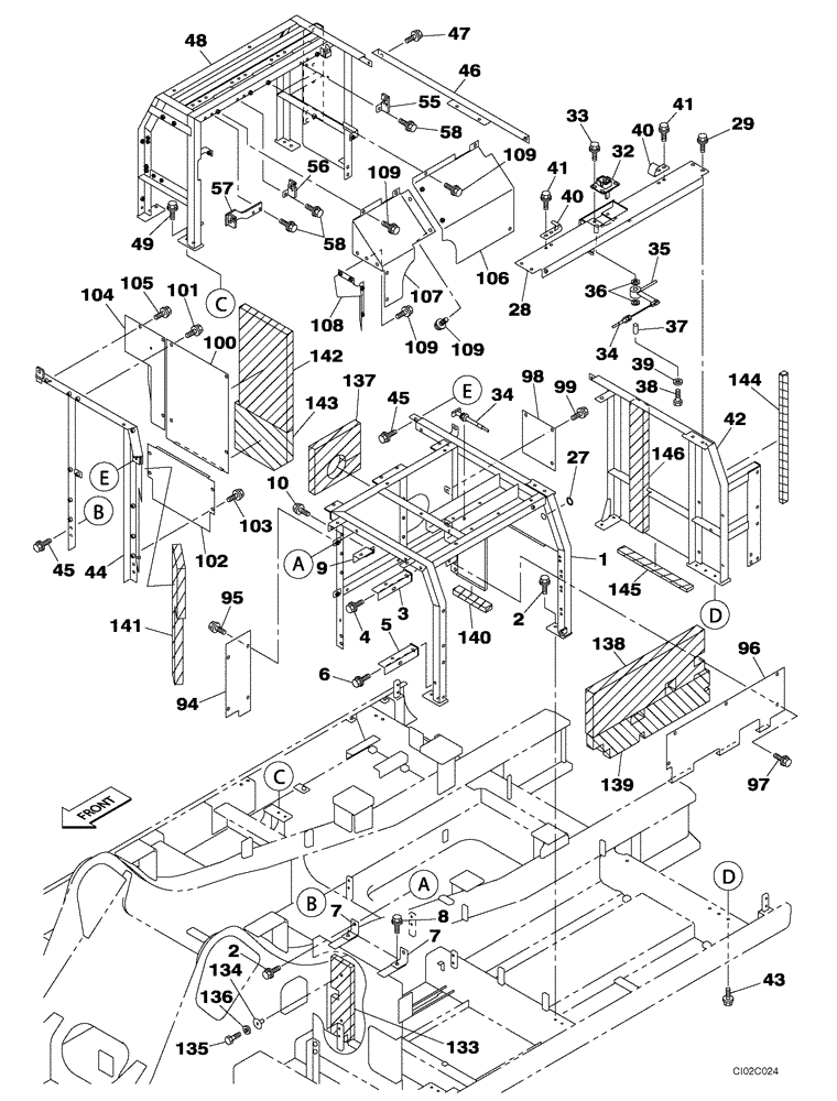 Схема запчастей Case CX460 - (09-06) - FRAMES, COVERS - INSULATION (09) - CHASSIS/ATTACHMENTS