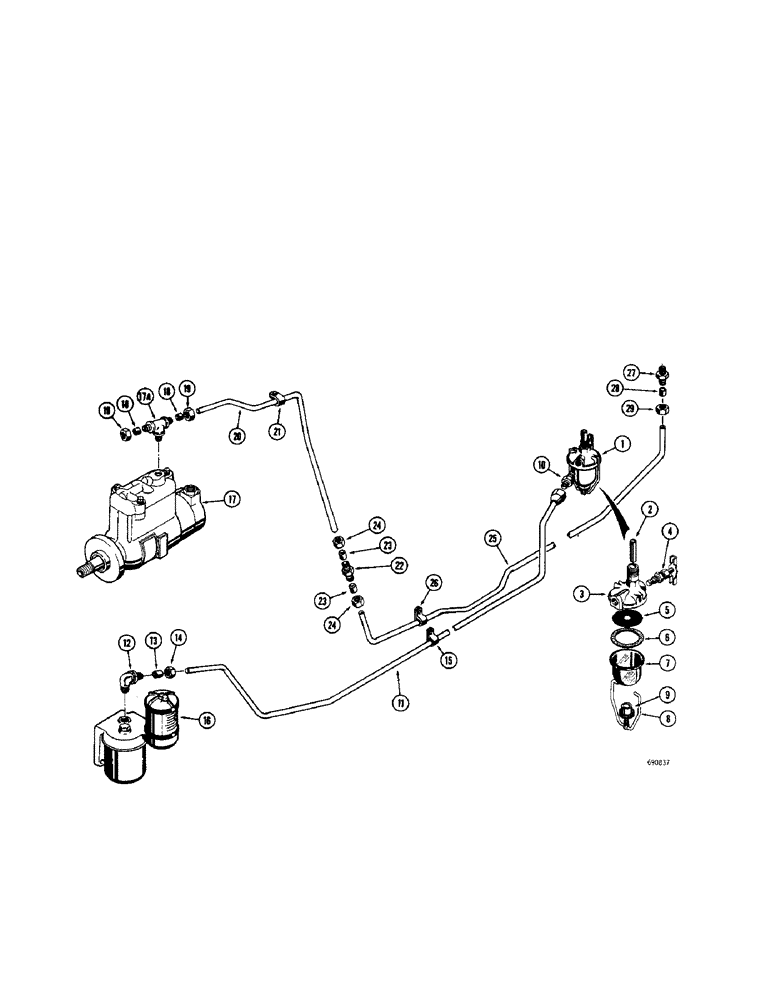 Схема запчастей Case 310G - (050[1]) - FUEL LINES, FUEL PUMP AND STRAINER - DIESEL (02) - FUEL SYSTEM