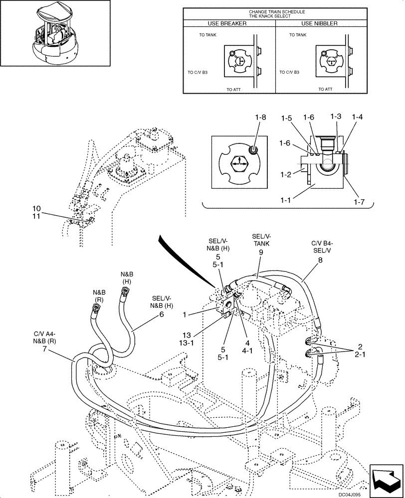 Схема запчастей Case CX36B - (103-60[1]) - PUMP/CONTROL VALVE PIPING (NIBBLER & BREAKER) (35) - HYDRAULIC SYSTEMS