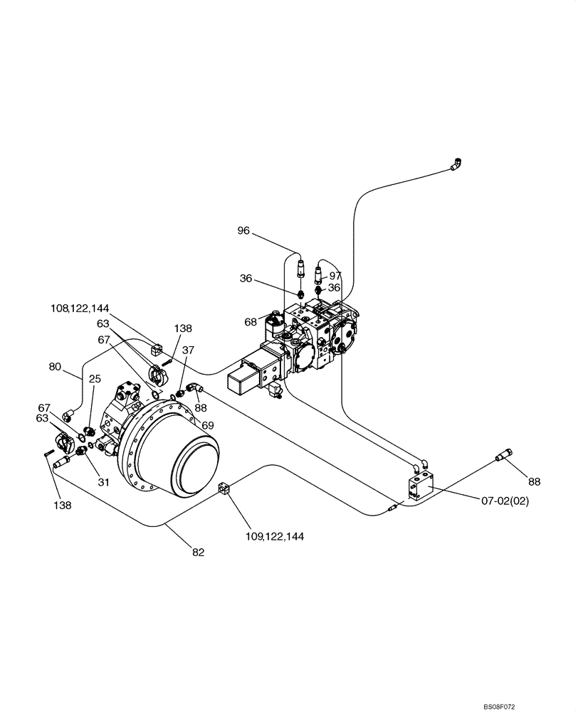 Схема запчастей Case SV210 - (08-03[01]) - HYDRAULIC SYSTEM OF TRAVEL, DRUM (B) (GROUP 305) (ND139572) (08) - HYDRAULICS