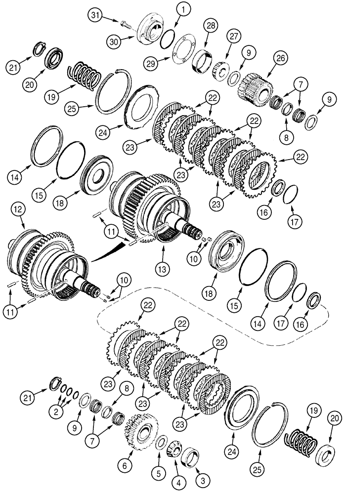 Схема запчастей Case 850H - (06-08) - TRANSMISSION - CLUTCH, HIGH/LOW TRACK (06) - POWER TRAIN