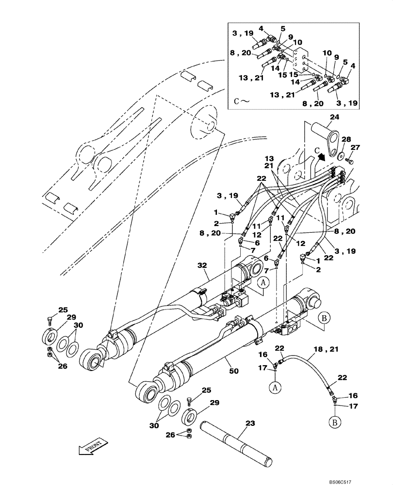 Схема запчастей Case CX330 - (08-014-00[01]) - HYDRAULICS - BOOM CYLINDER, MODELS WITH LOAD HOLD (08) - HYDRAULICS