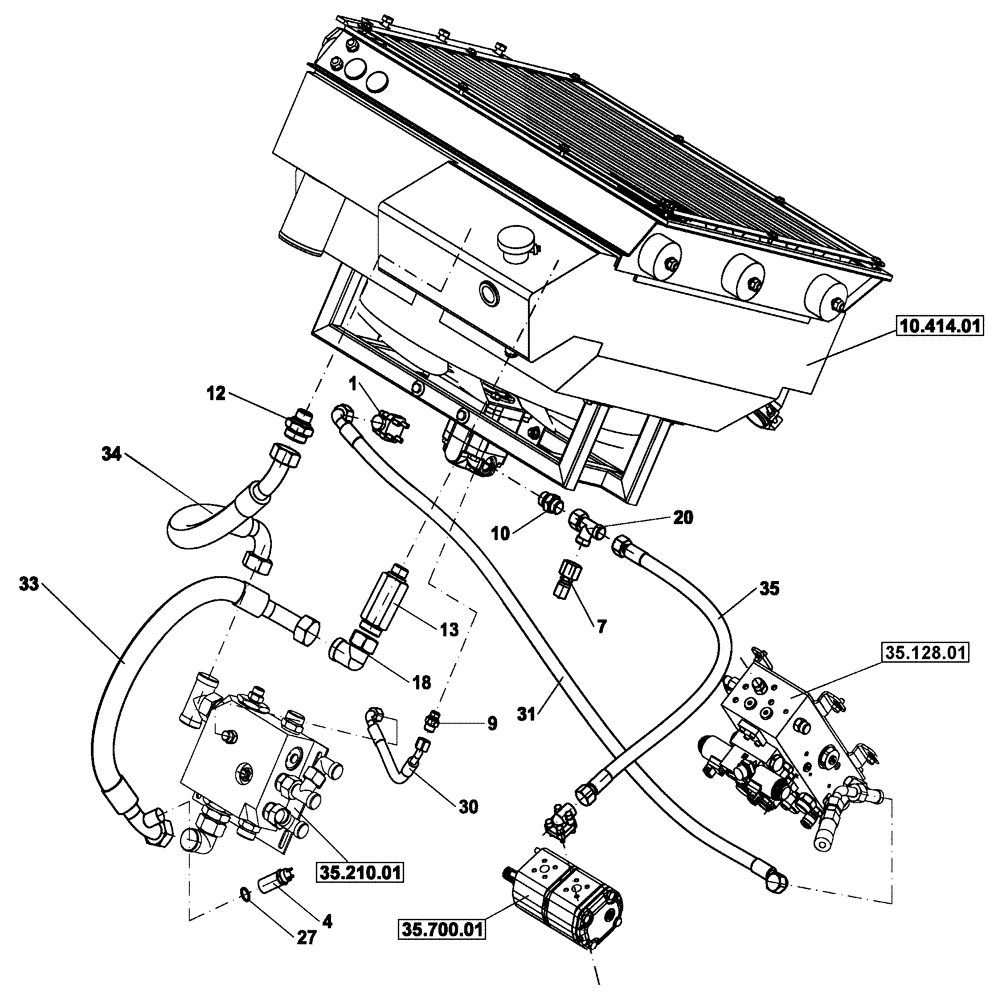 Схема запчастей Case DV210 - (35.752.01) - HYDRAULIC COOLING (GROUP 370-ND142627) (35) - HYDRAULIC SYSTEMS