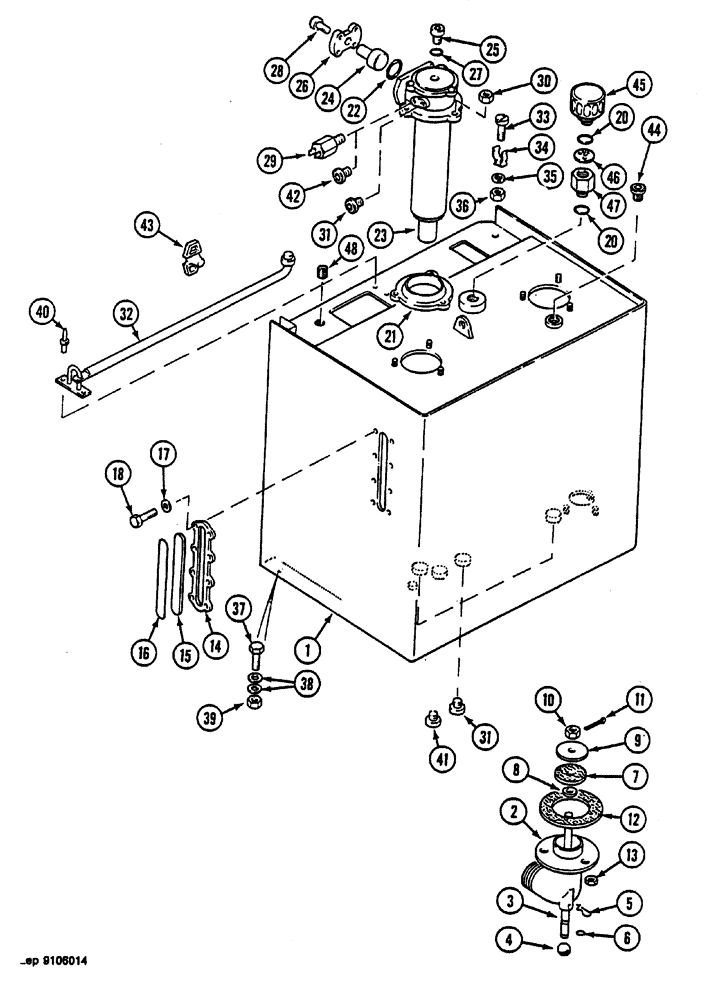 Схема запчастей Case 1088 - (096) - HYDRAULIC FLUID TANK (35) - HYDRAULIC SYSTEMS