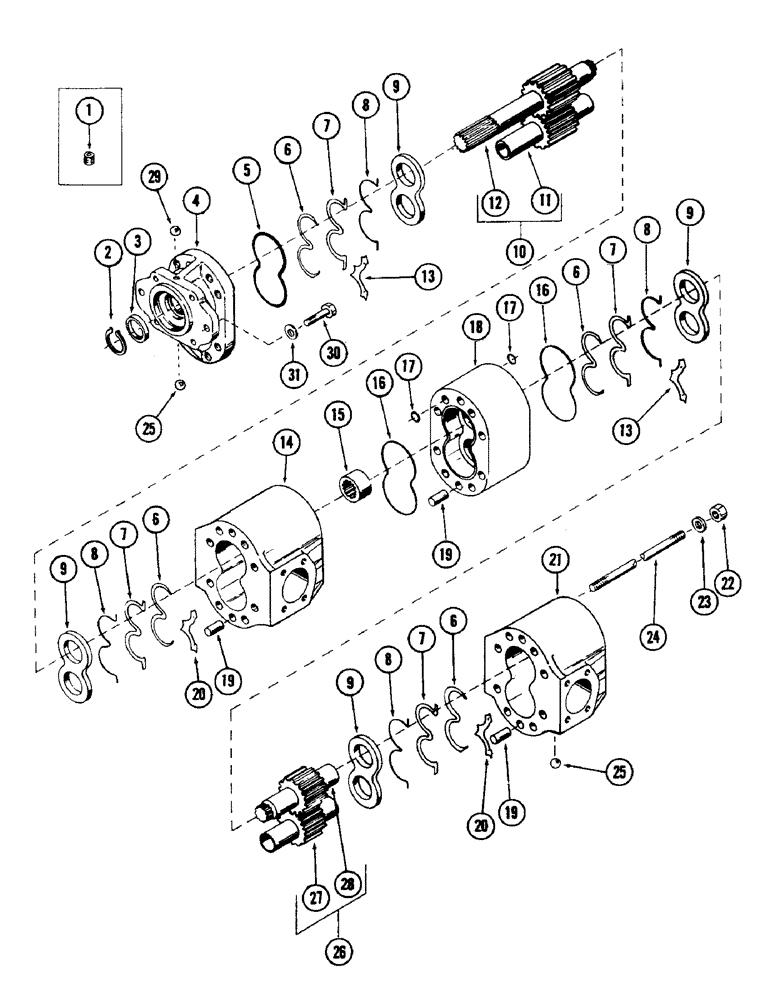 Схема запчастей Case 40 - (228) - MAIN HYDRAULIC PUMP, (USED WITH CASE 504BDT DIESEL ENGINE) (35) - HYDRAULIC SYSTEMS