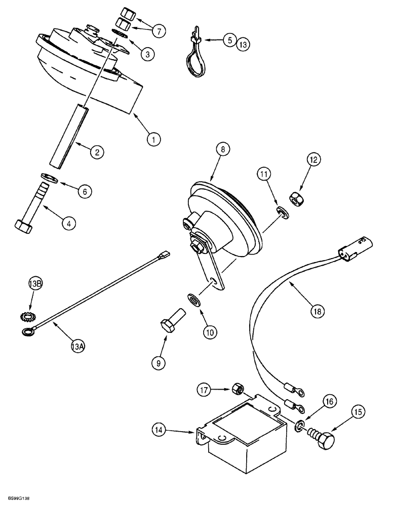 Схема запчастей Case 580SL - (4-040) - HORN AND BACKUP ALARM (04) - ELECTRICAL SYSTEMS