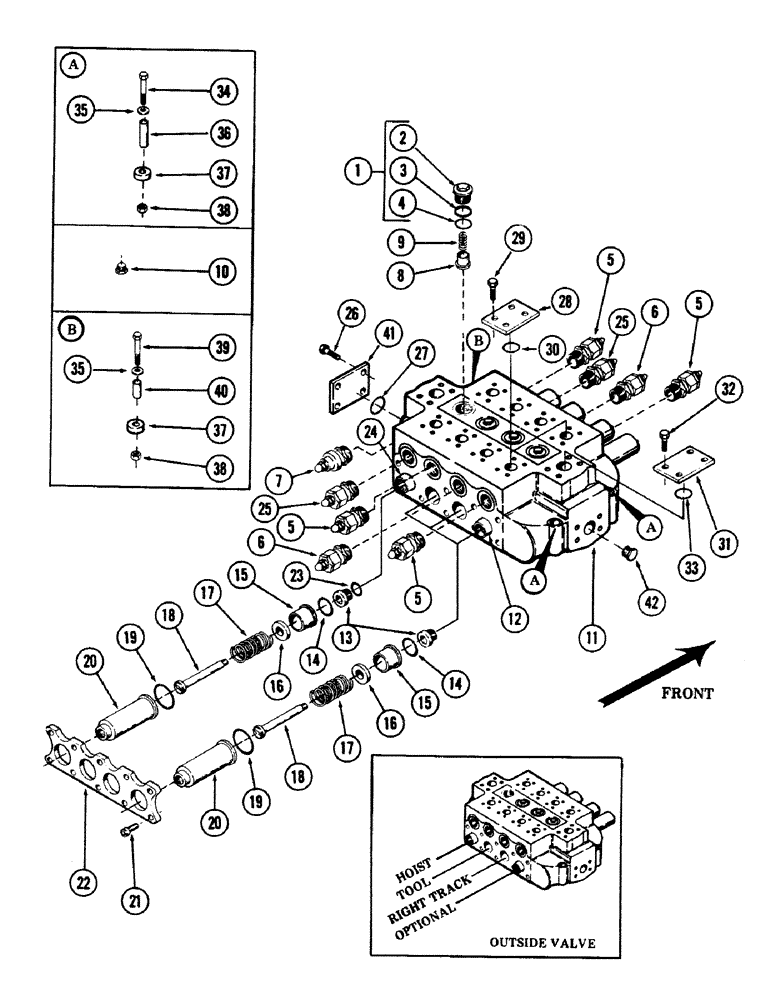 Схема запчастей Case 50 - (8-170) - 4-SPOOL MAIN CONTROL VALVE (OUTSIDE) (08) - HYDRAULICS