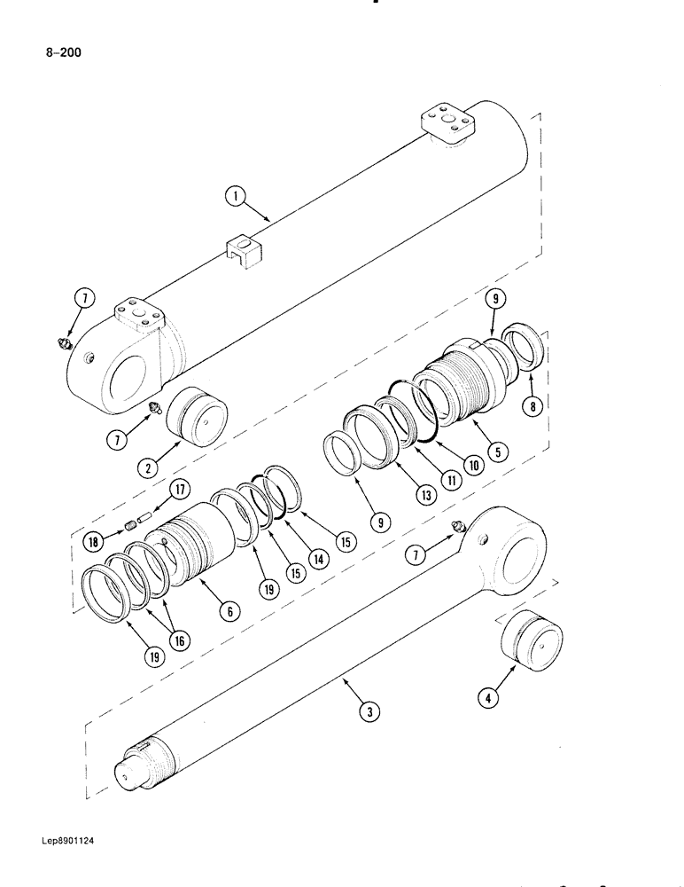 Схема запчастей Case 888 - (8-200) - TOOL CYLINDER (08) - HYDRAULICS